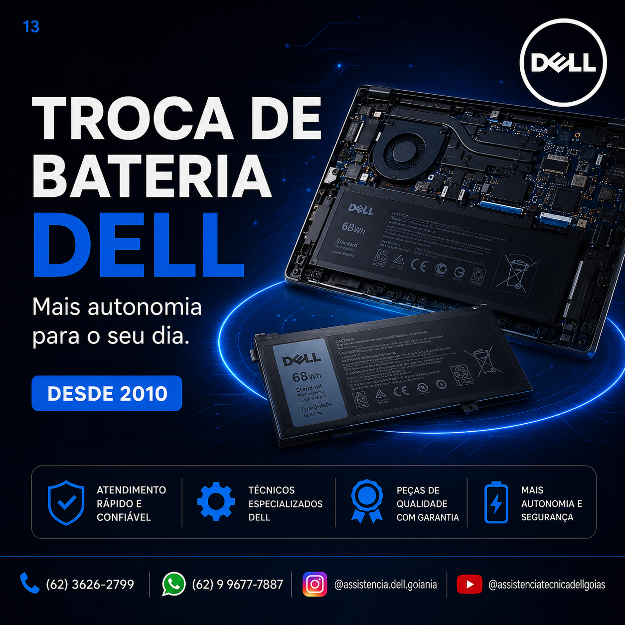 TROCA DE BATERIA DA DELL EM GOIÂNIA